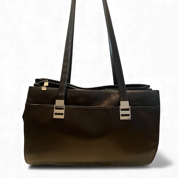 Perlina Handbags - Perlina Black Shoulder Bag with Silver Hardware